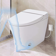 1/1.28 GPF Smart Compact Dual Flush Tankless Toilet Bidet Combo With Self-Cleaning Nozzle And Foot Sensor Flush (SAK58021)
