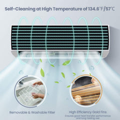 12000 BTU Mini Split Wall Mounted Air Conditioner & Ductless Heater W/ 5 Operation Modes (SAK53842)
