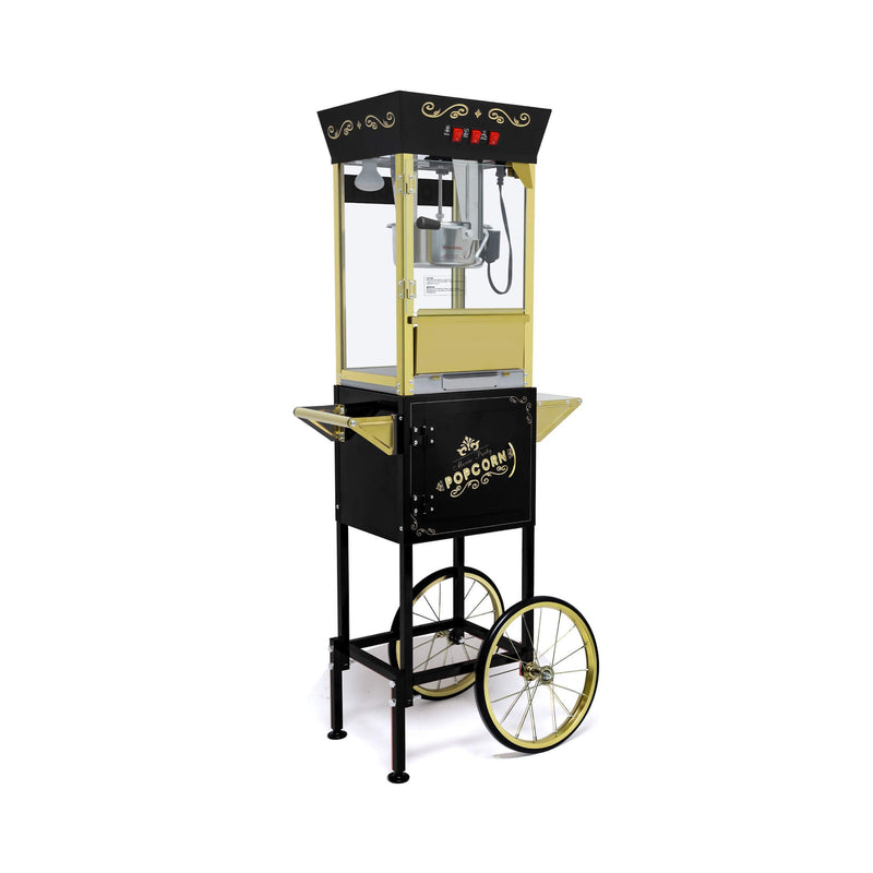 Premium 12OZ Stainless Steel Vintage Popcorn Machine Cart With Wheels (SAK51539)