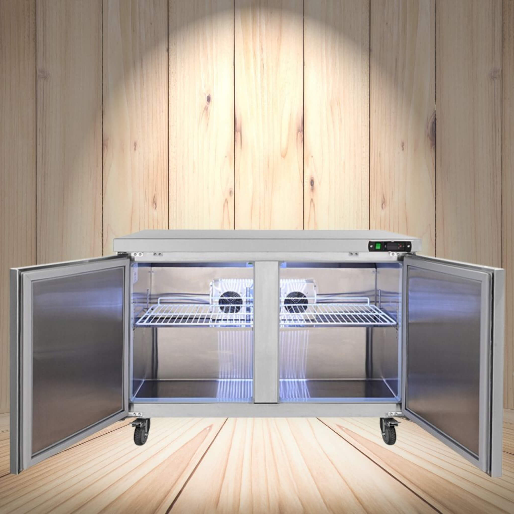 12.9 Cu.Ft 2-Door Commercial Stainless Steel Worktop Undercounter Refrigerator, 48" (SAK13725)