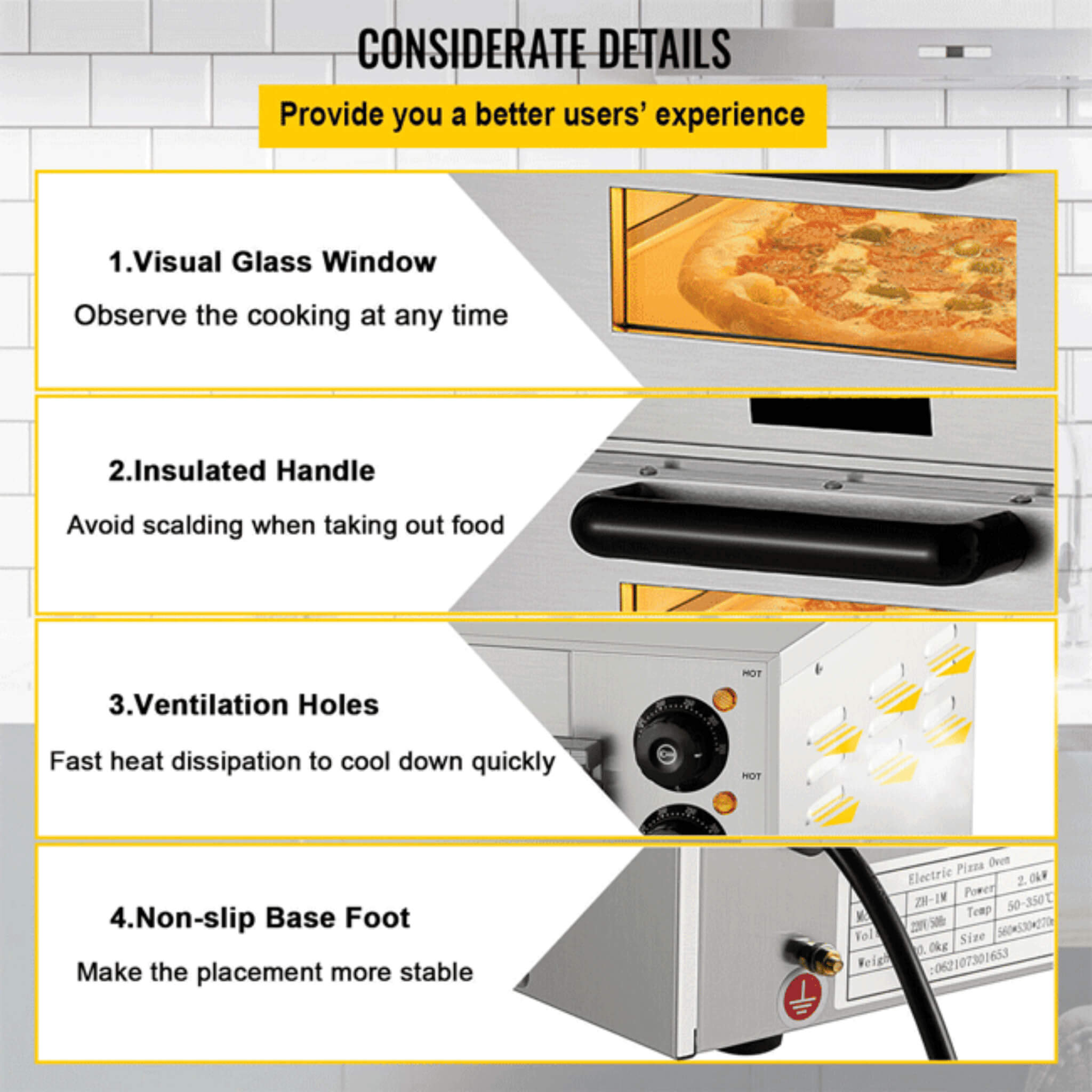 14" Electric Single Deck Countertop Commercial Pizza Oven (SAK92582)