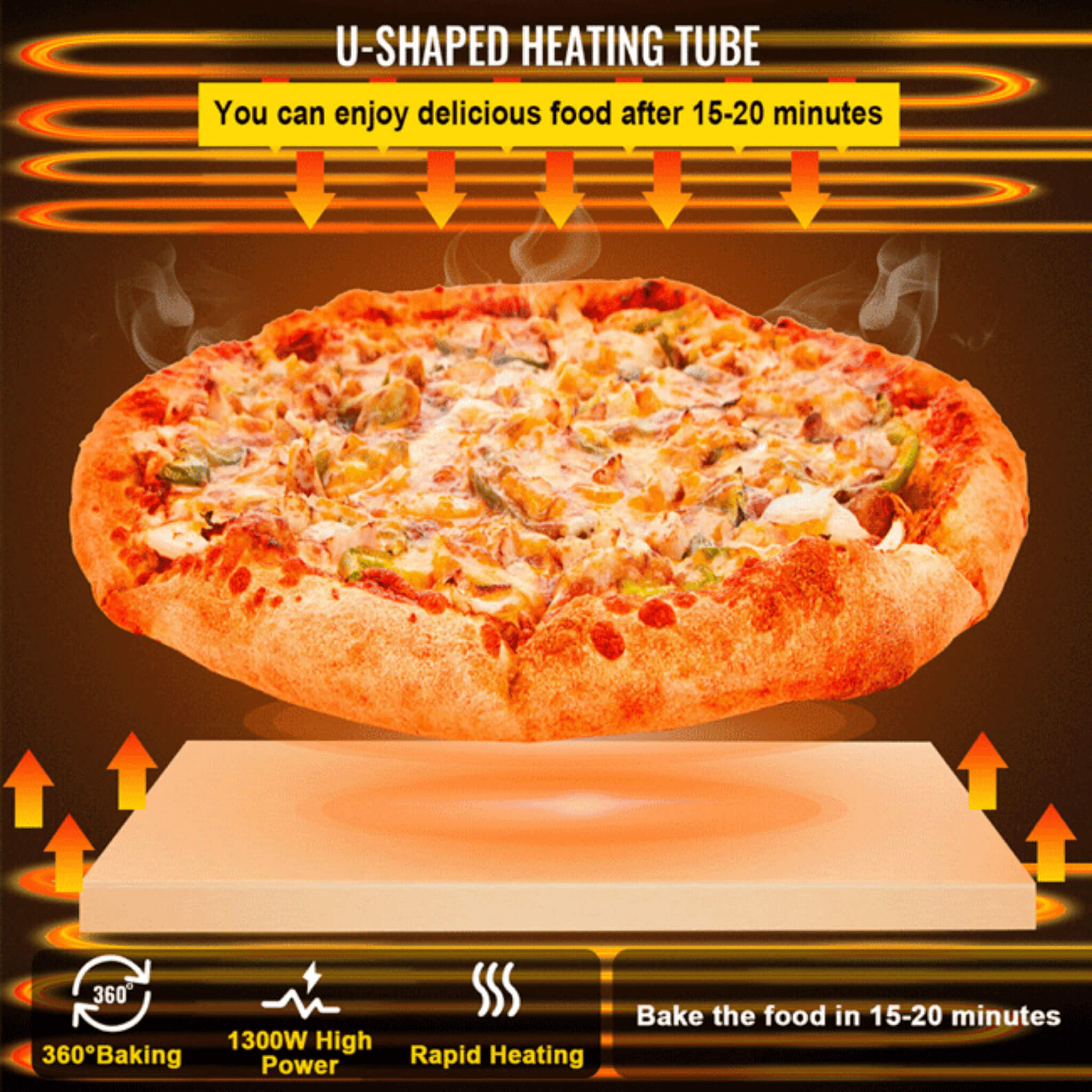 14" Electric Single Deck Countertop Commercial Pizza Oven (SAK92582)