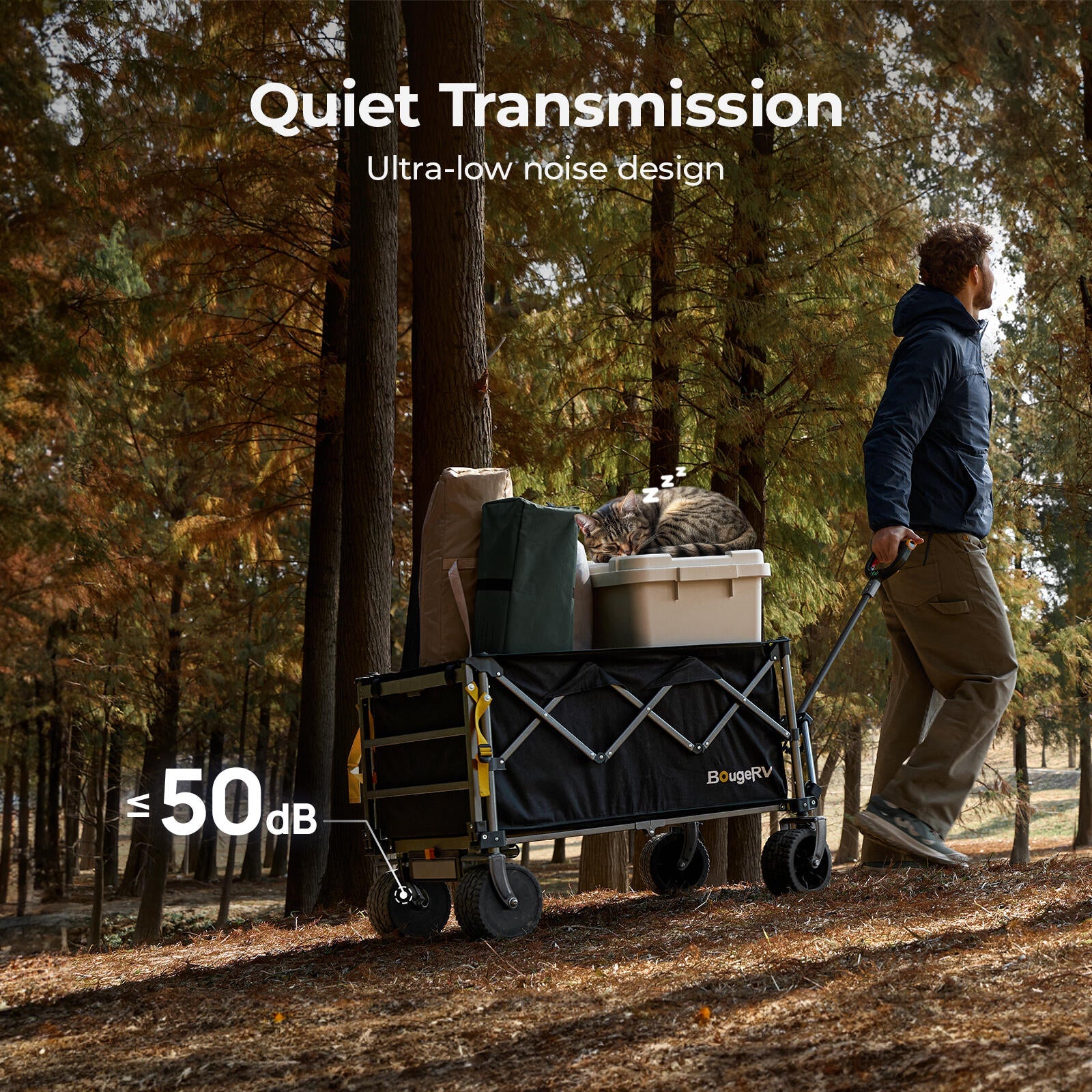 BougeRV Electric Foldable Utility Camping Wagon with Power Bank EX001-BKUS22