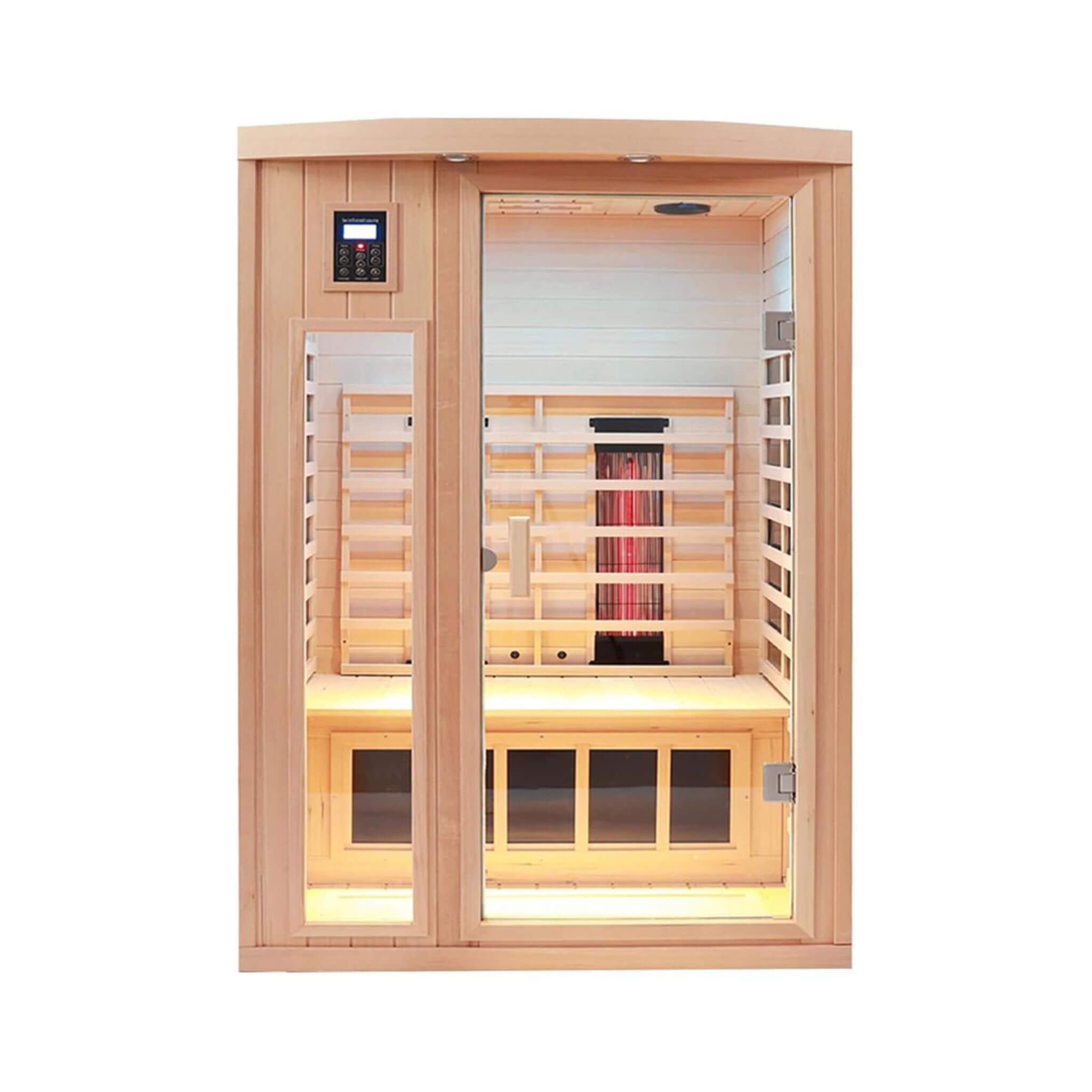 Premium 2-Person Low EMF FAR-Infrared Heat Wood Home Personal Spa Sauna With Ceramic Heaters, 1760W (SAK25714)