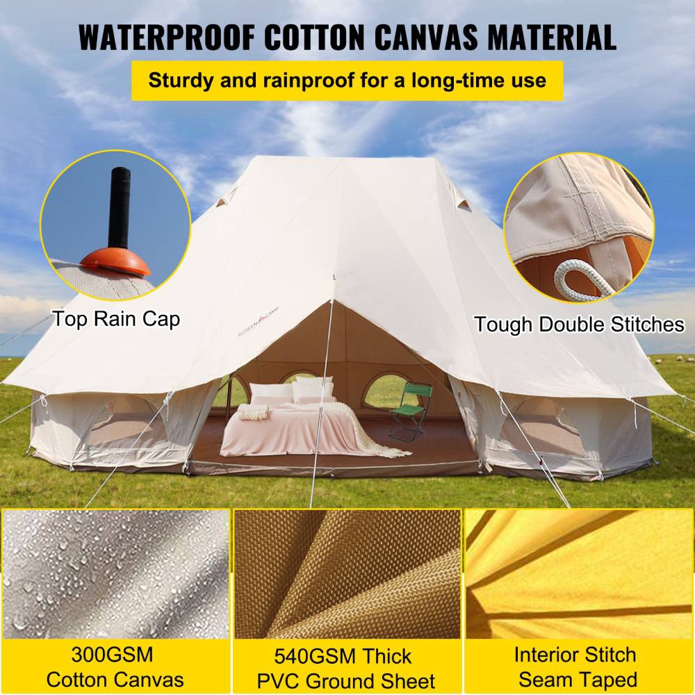 20FT Large Luxury Glamping Yurt Teepee Canvas Camping Tent (SAK37612)