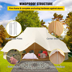 20FT Large Luxury Glamping Yurt Teepee Canvas Camping Tent (SAK37612)