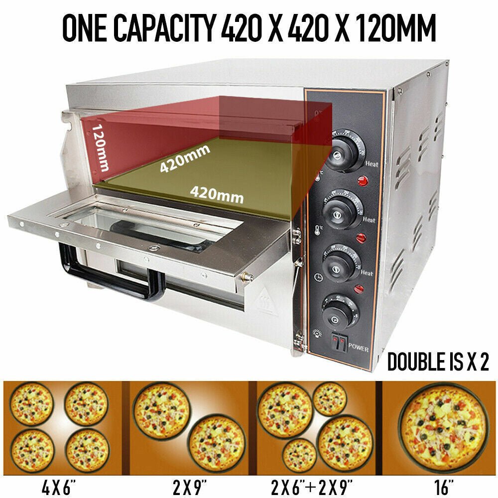 3KW Premium Electric Commercial Stainless Steel Double Deck Pizza Oven (98620571)