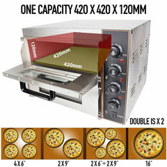 3KW Premium Electric Commercial Stainless Steel Double Deck Pizza Oven (98620571)