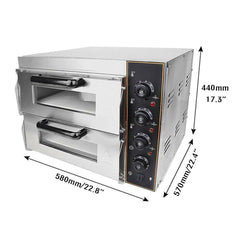 3KW Premium Electric Commercial Stainless Steel Double Deck Pizza Oven (98620571)