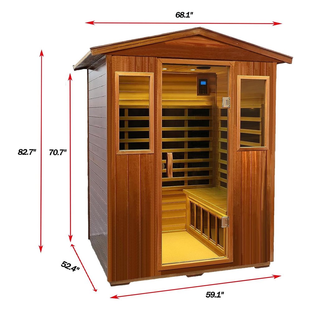 Premium 4-Person Luxury Low EMF Outdoor FAR Infrared Home Sauna With Bluetooth Audio, 2050W (SAK15372)