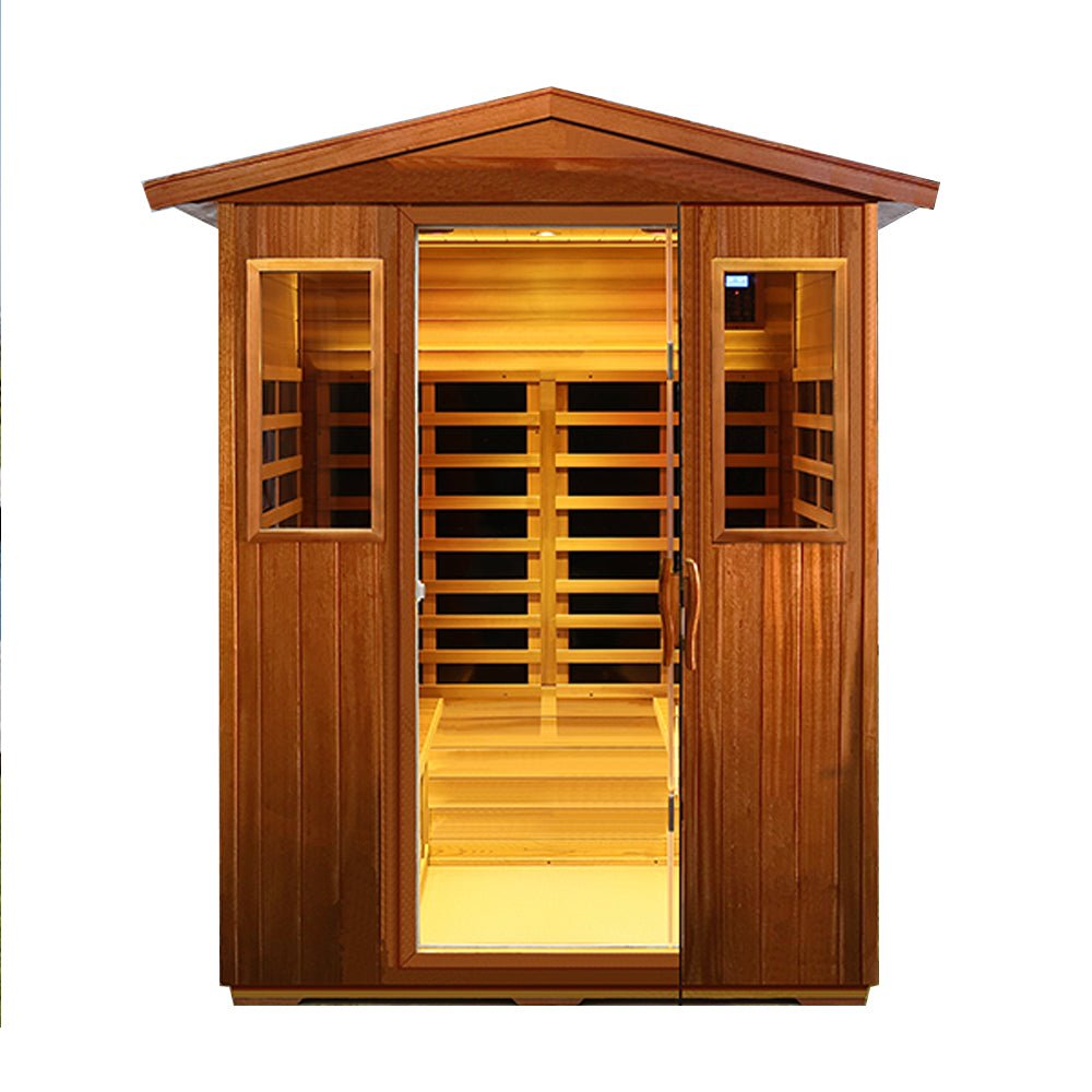 Premium 4-Person Luxury Low EMF Outdoor FAR Infrared Home Sauna With Bluetooth Audio, 2050W (SAK15372)