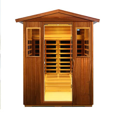 Premium 4-Person Luxury Low EMF Outdoor FAR Infrared Home Sauna With Bluetooth Audio, 2050W (SAK15372)