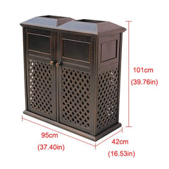 40" Outdoor Double Bucket Cast Aluminum Commercial Trash Can With Ashtray (SAK49250)