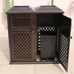 40" Outdoor Double Bucket Cast Aluminum Commercial Trash Can With Ashtray (SAK49250)