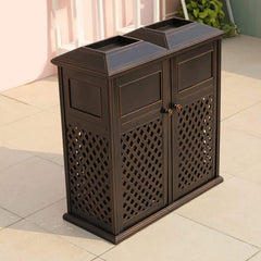 40" Outdoor Double Bucket Cast Aluminum Commercial Trash Can With Ashtray (SAK49250)