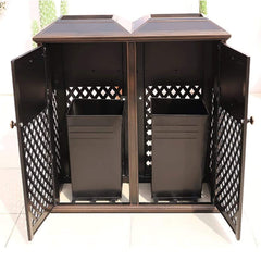 40" Outdoor Double Bucket Cast Aluminum Commercial Trash Can With Ashtray (SAK49250)