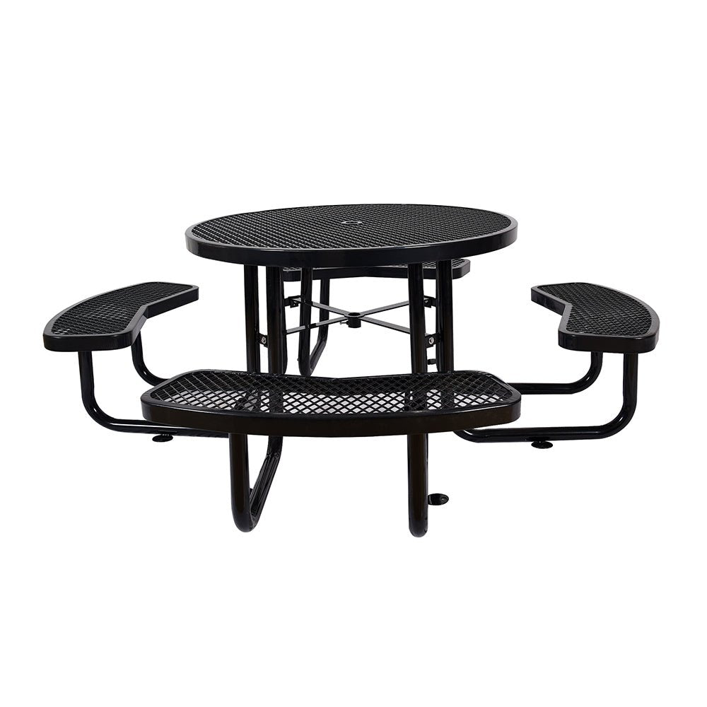Large 46" Heavy Duty Round Outdoor Steel Picnic Table With Umbrella Hole (SAK96428)