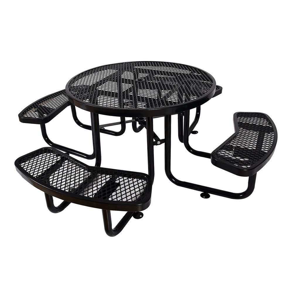 Large 46" Heavy Duty Round Outdoor Steel Picnic Table With Umbrella Hole (SAK96428)