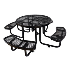 Large 46" Heavy Duty Round Outdoor Steel Picnic Table With Umbrella Hole (SAK96428)