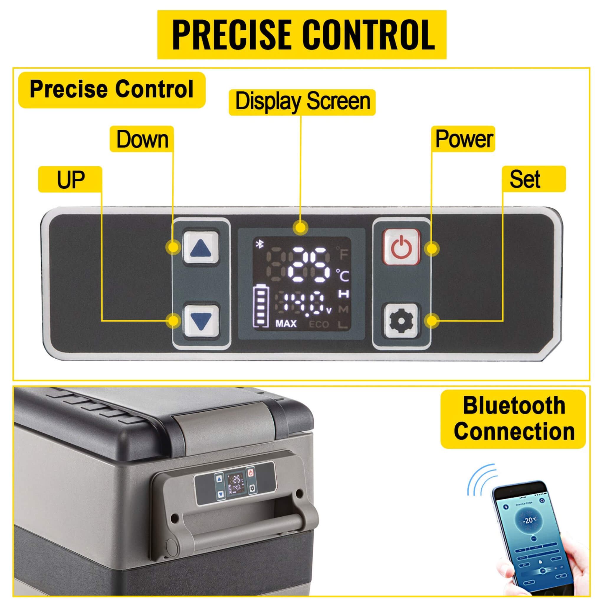 47.5QT Mini Portable Compact 12V Car Refrigerator Freezer Cooler, 45L (SAK68145)