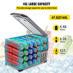 47.5QT Mini Portable Compact 12V Car Refrigerator Freezer Cooler, 45L (SAK68145)