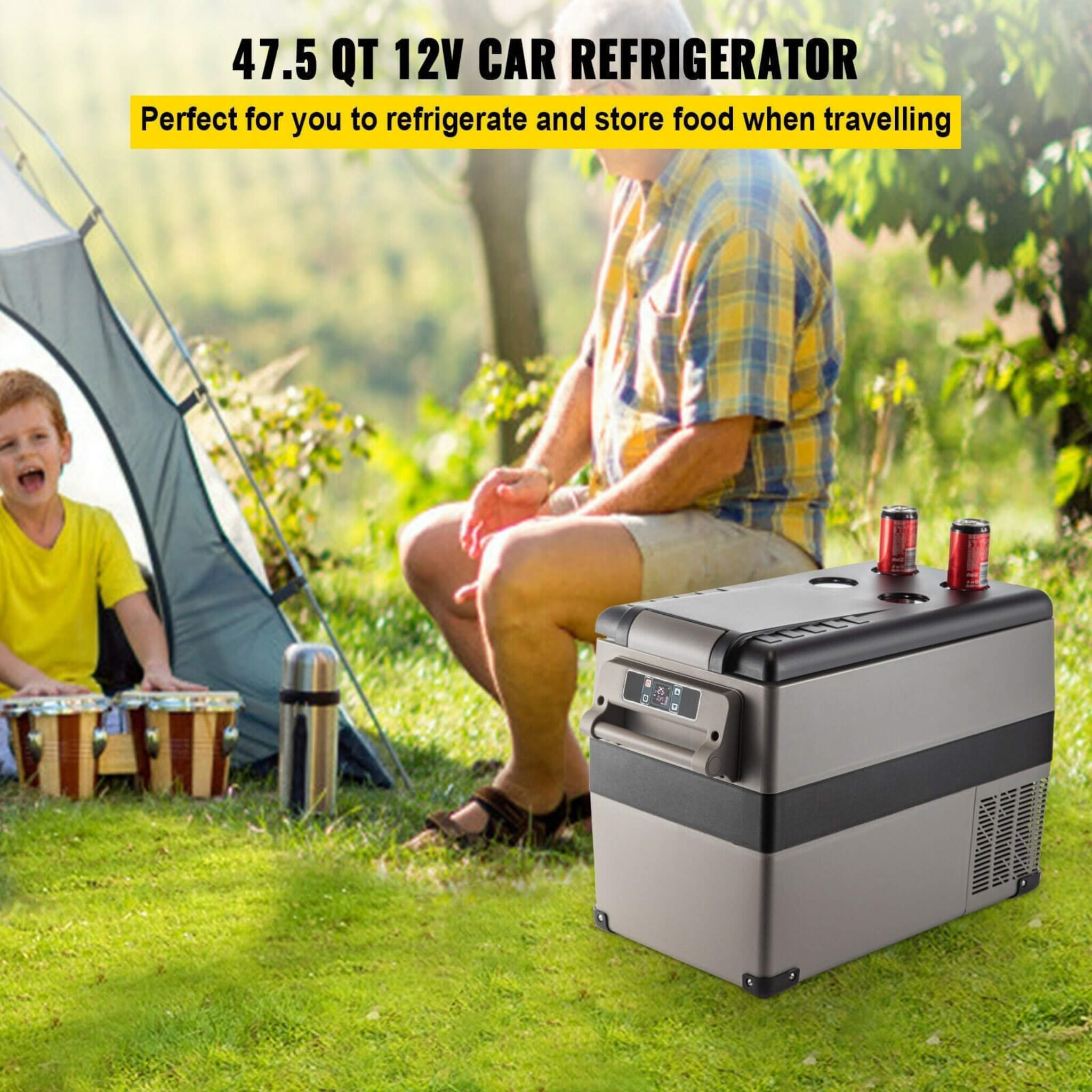 47.5QT Mini Portable Compact 12V Car Refrigerator Freezer Cooler, 45L (SAK68145)