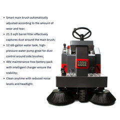 49" Heavy Duty Electric Industrial Ride-On Floor Sweeper With Dust Bin, 1400W (92718463)