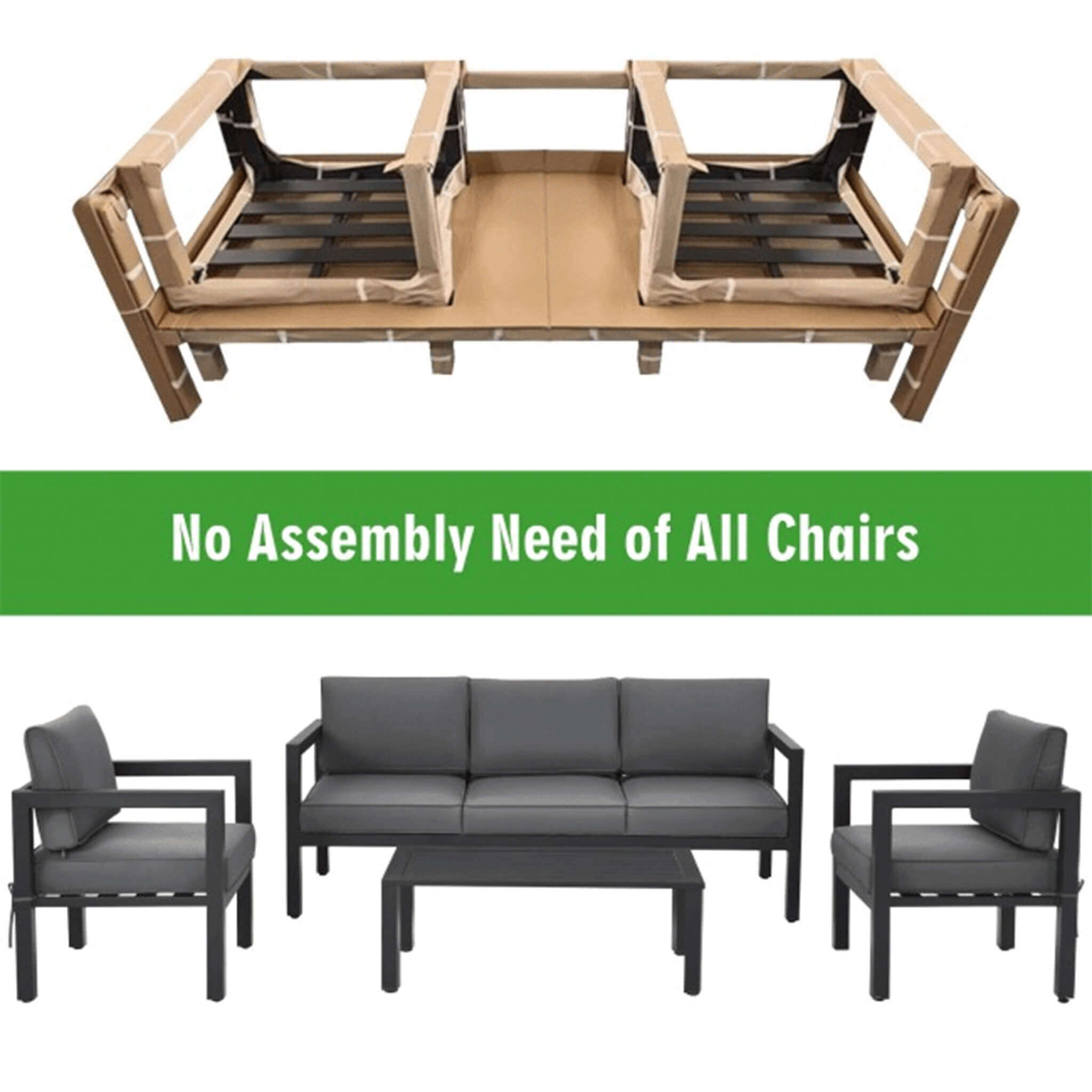 Premium Outdoor Aluminum Furniture Set For Backyard & Poolside, 4PCS (SAK73532)