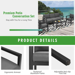 Premium Outdoor Aluminum Furniture Set For Backyard & Poolside, 4PCS (SAK73532)