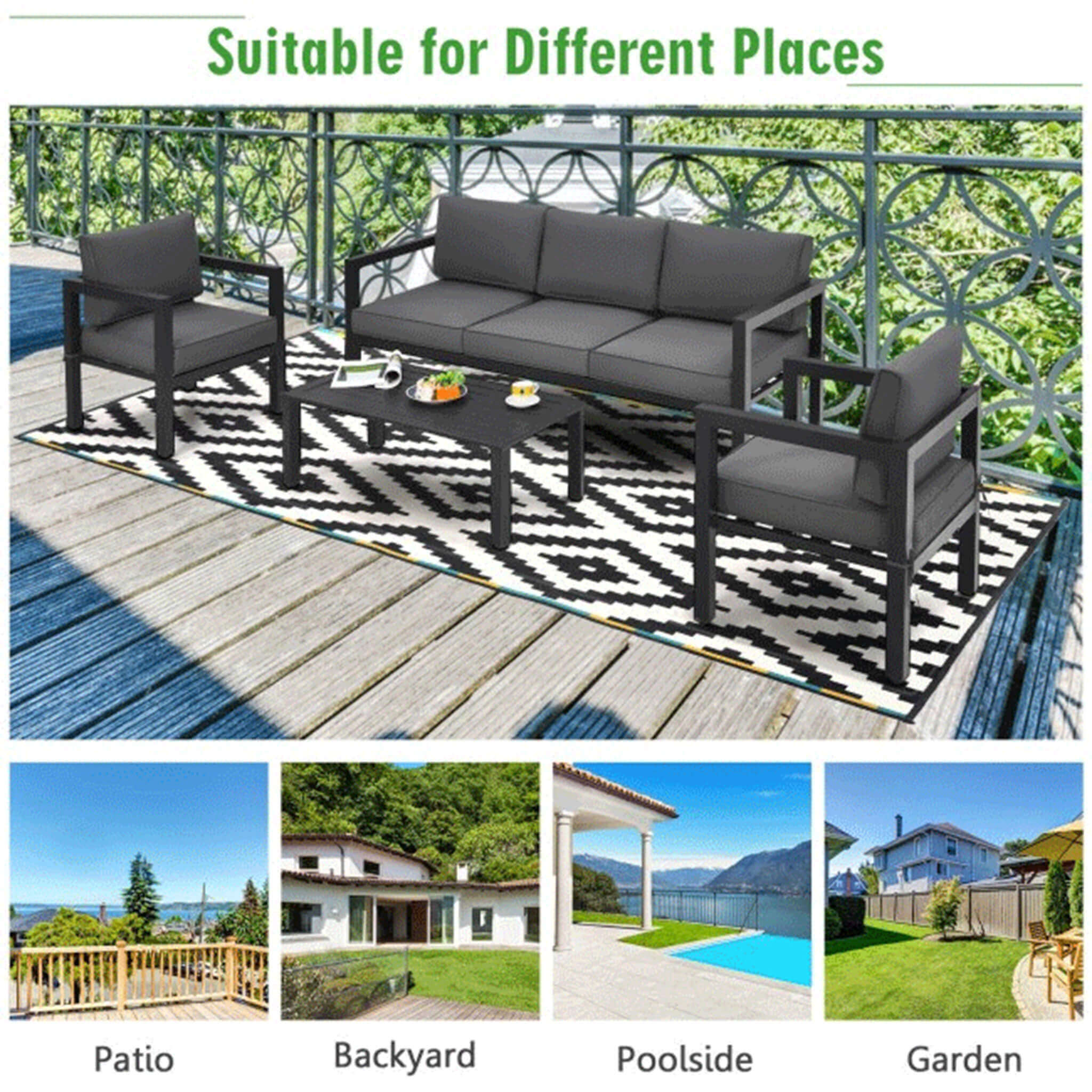 Premium Outdoor Aluminum Furniture Set For Backyard & Poolside, 4PCS (SAK73532)