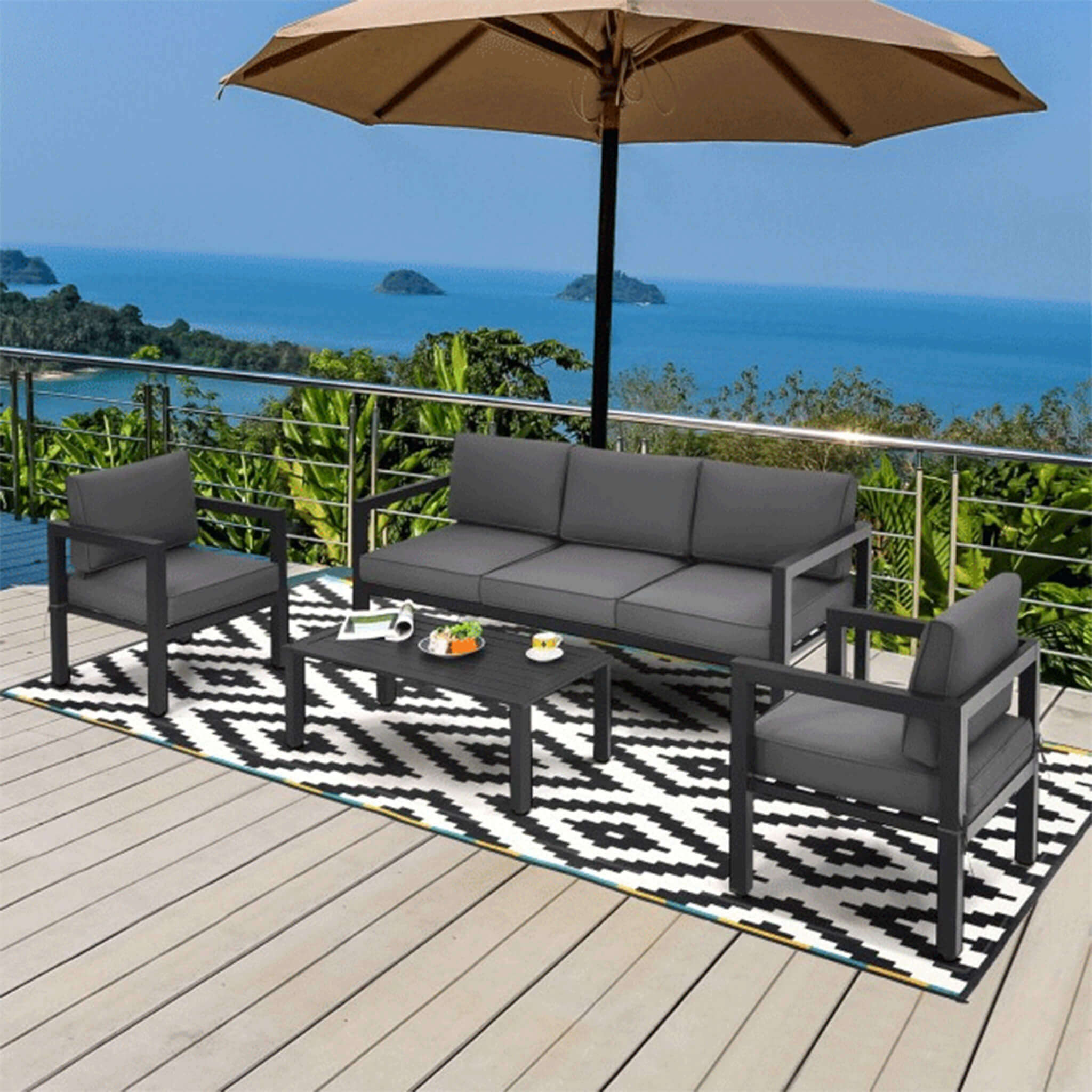 Premium Outdoor Aluminum Furniture Set For Backyard & Poolside, 4PCS (SAK73532)