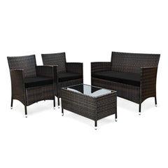 4PCS Outdoor Rattan Patio Furniture Set With Cushions & Coffee Table (SAK75463)