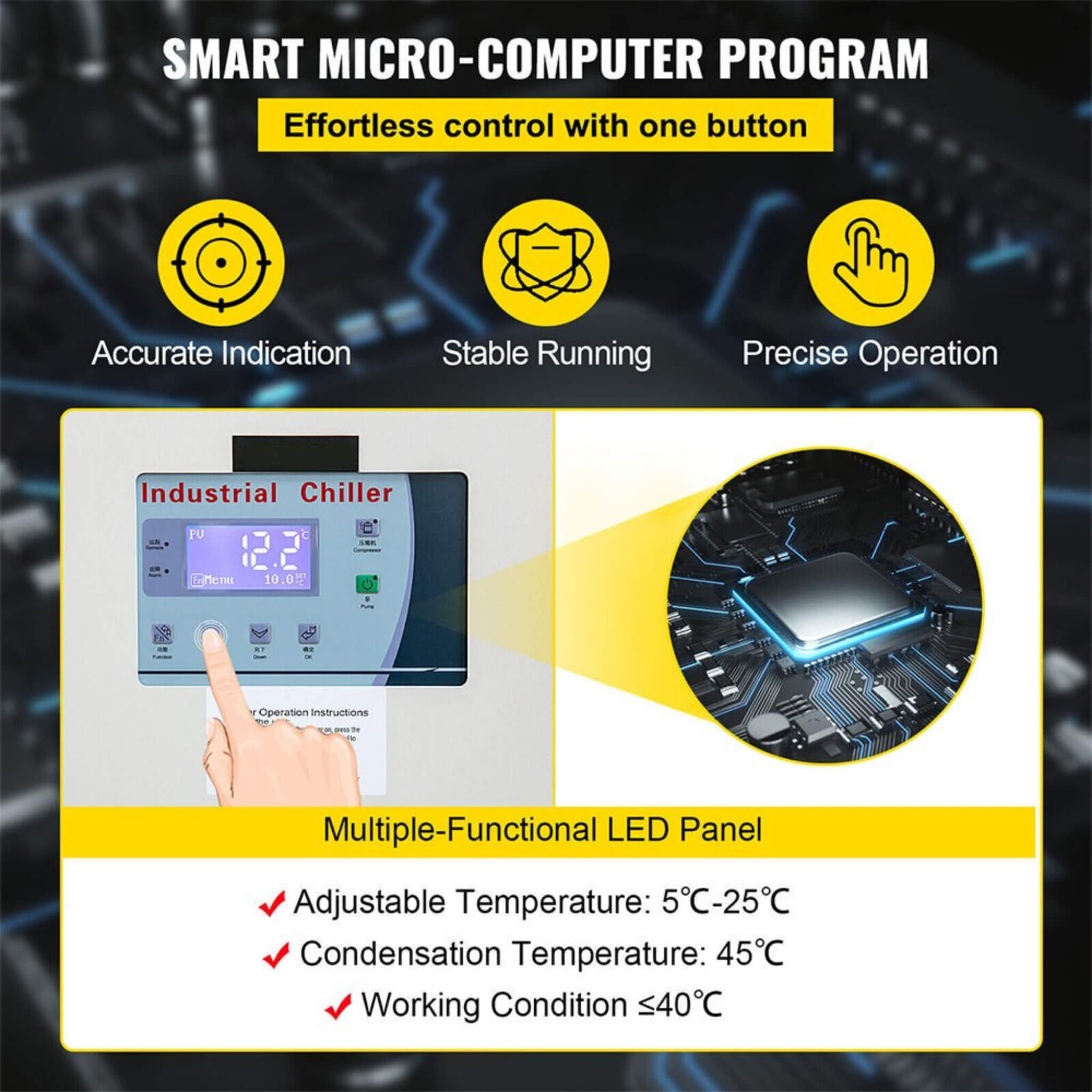 Smart Air-Cooled SS Industrial Water Chiller With LCD Display (SAK26458)