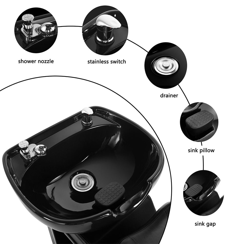 53" Large Premium Salon Barber Backwash Shampoo Chair W/ Bowl, Sink & Footrest (98127653)