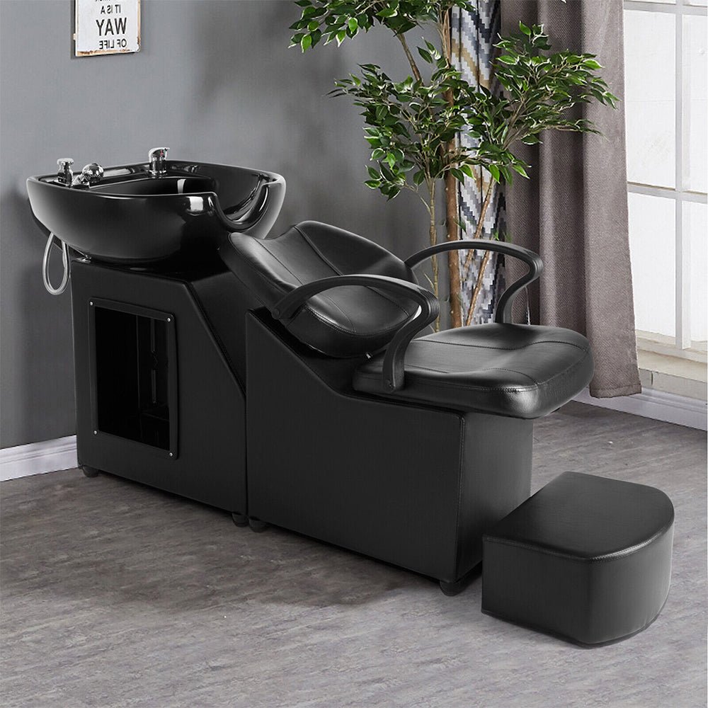 53" Large Premium Salon Barber Backwash Shampoo Chair W/ Bowl, Sink & Footrest (98127653)
