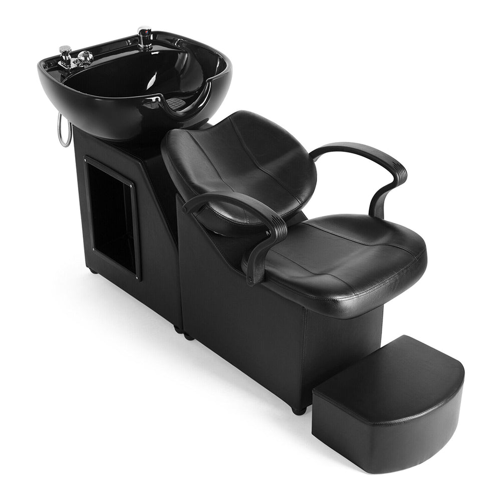 53" Large Premium Salon Barber Backwash Shampoo Chair W/ Bowl, Sink & Footrest (98127653)
