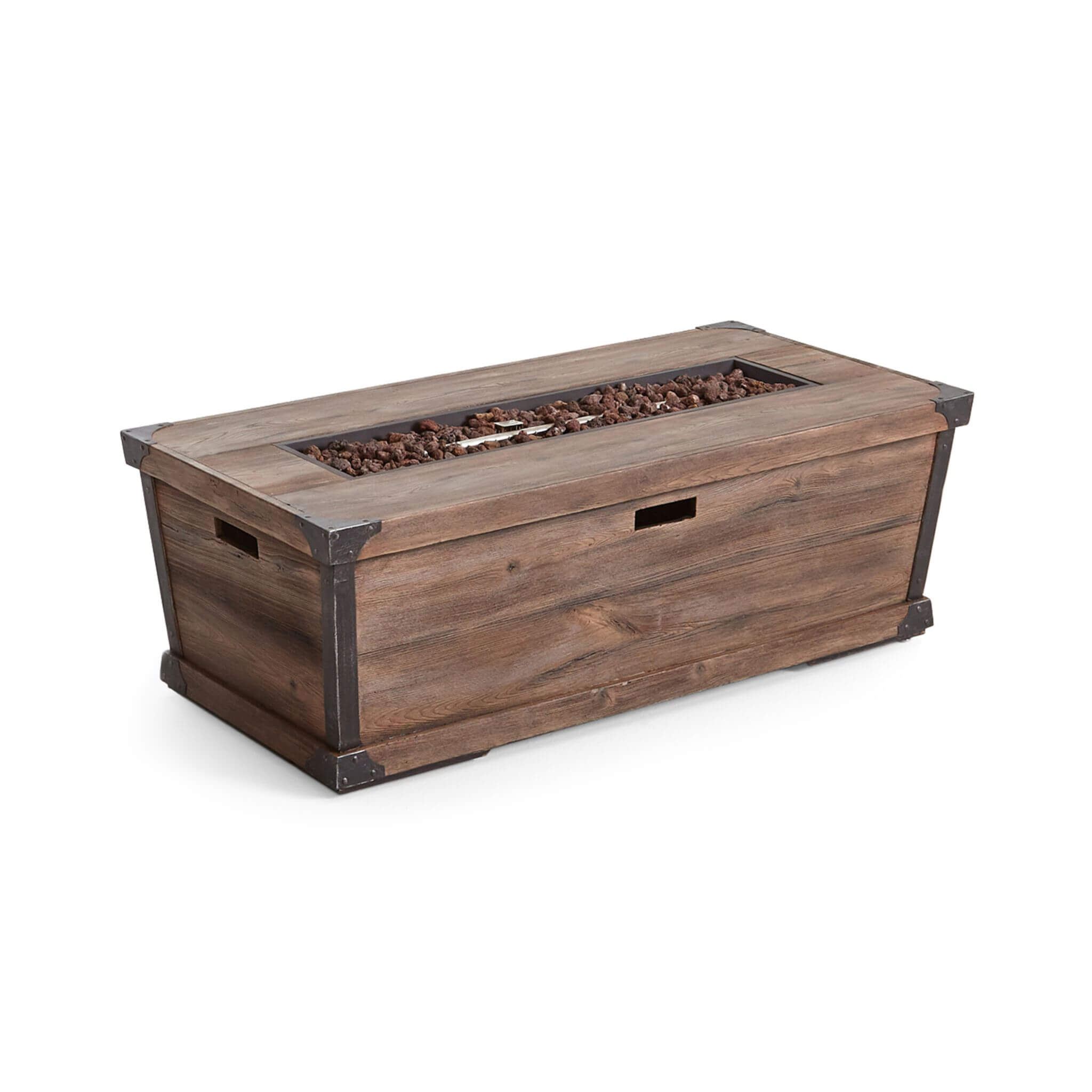 56" Outdoor 50K BTU Wood Pattern Rectangle Gas Burning Fire Pit (SAK43681)