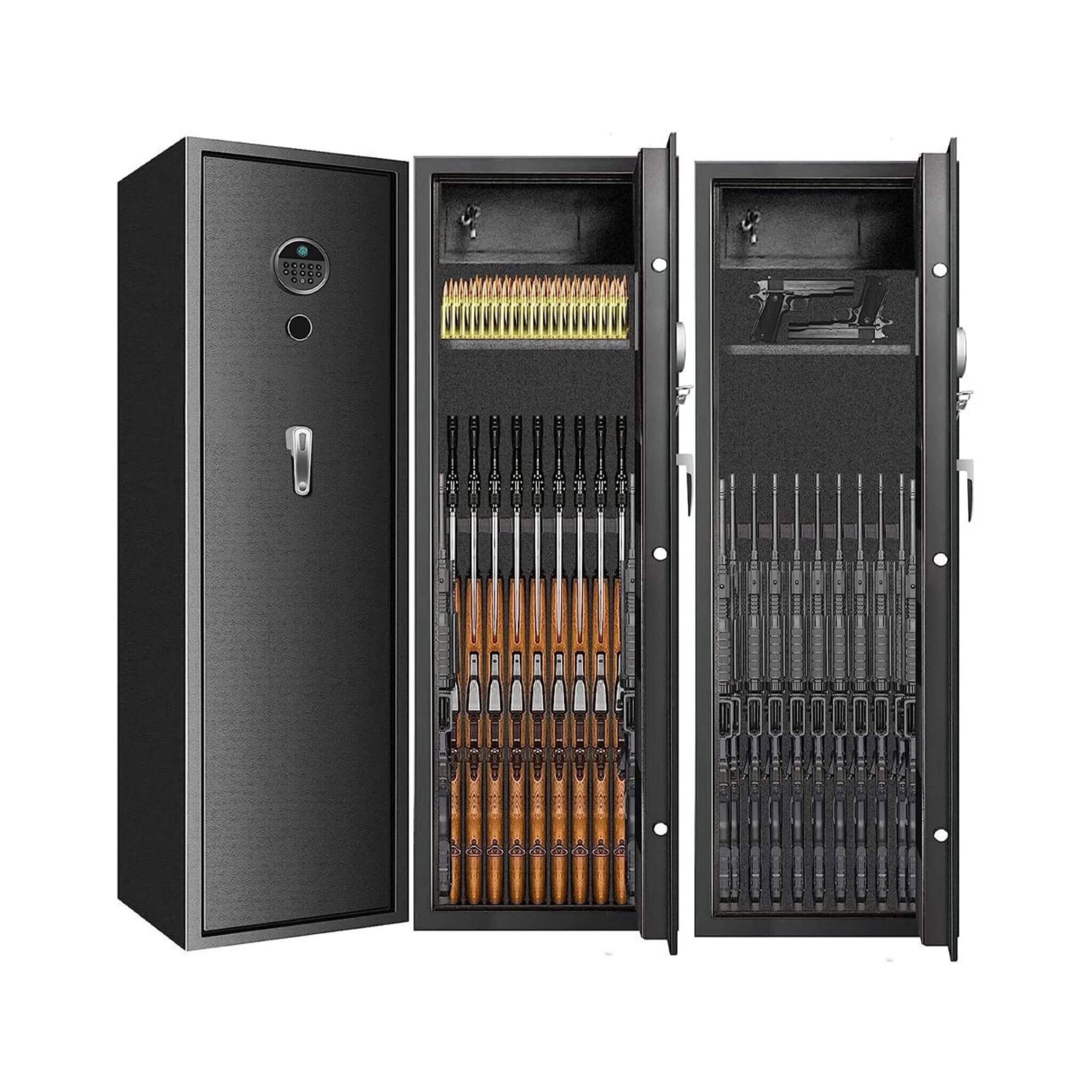 57" Heavy Duty Anti-Theft Fireproof Biometric Gun Rifle Pistol Safe For Home, 11-12 Guns (SAK53816)