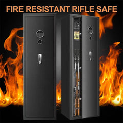 57" Heavy Duty Anti-Theft Fireproof Biometric Gun Rifle Pistol Safe For Home, 11-12 Guns (SAK53816)