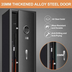 57" Heavy Duty Anti-Theft Fireproof Biometric Gun Rifle Pistol Safe For Home, 11-12 Guns (SAK53816)