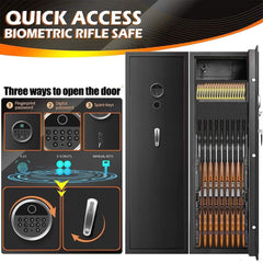 57" Heavy Duty Anti-Theft Fireproof Biometric Gun Rifle Pistol Safe For Home, 11-12 Guns (SAK53816)