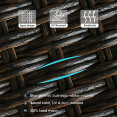 5PCS Outdoor Patio Rattan Dining Furniture Set With Swivel Armchairs (91823705)