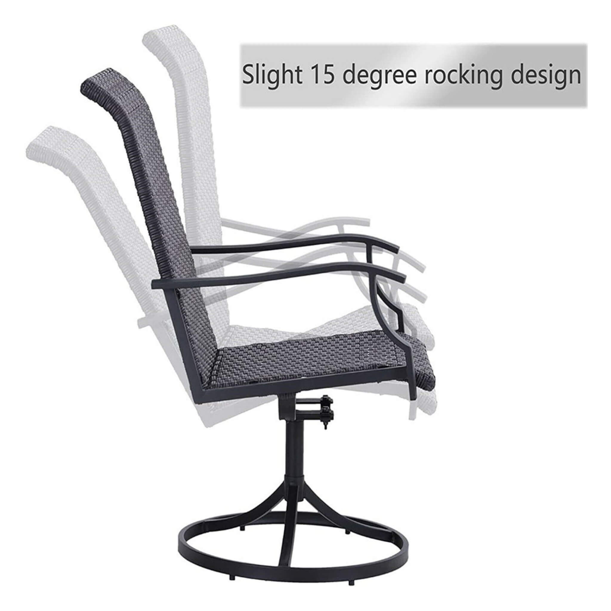 5PCS Outdoor Patio Rattan Dining Furniture Set With Swivel Armchairs (91823705)