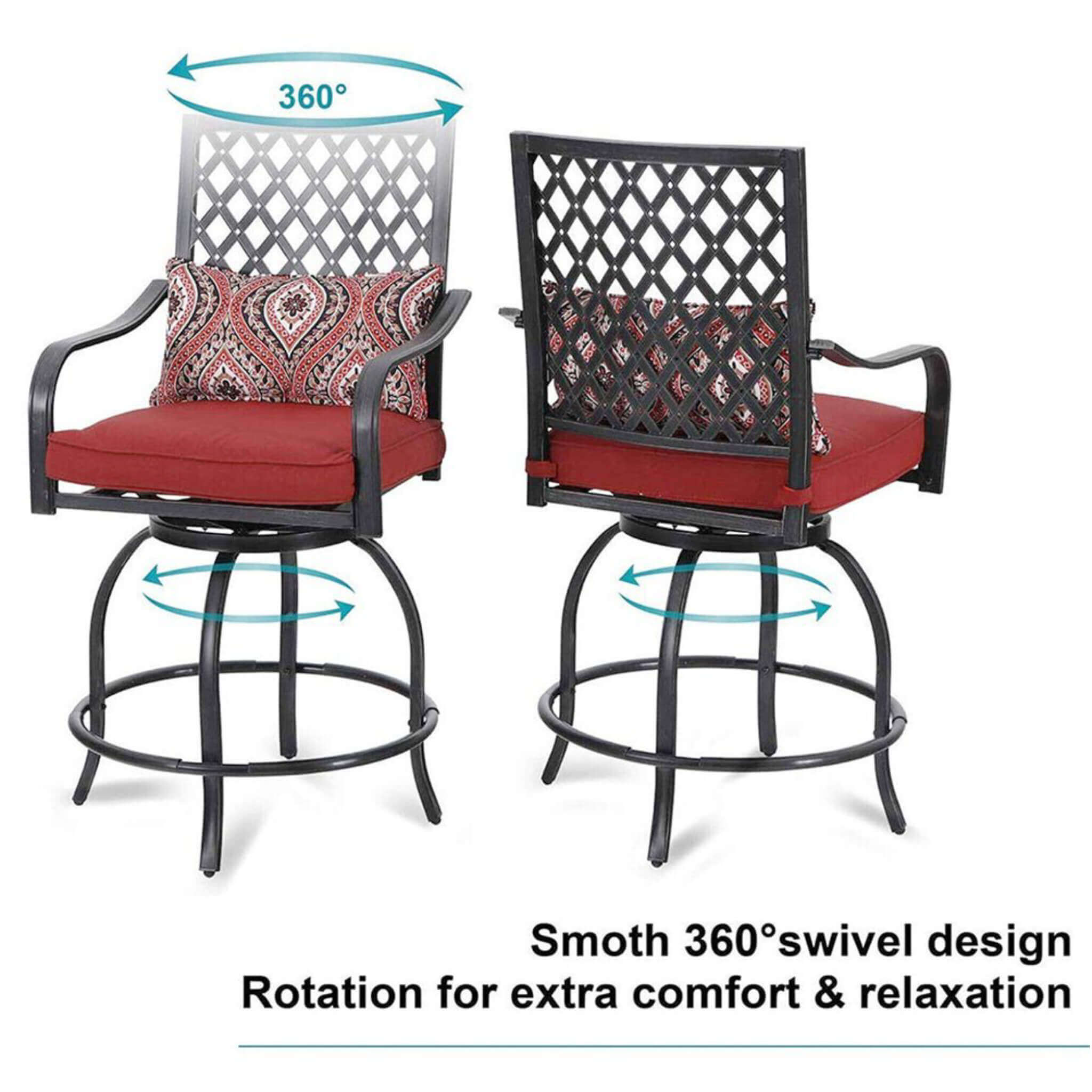 6PCS Outdoor Patio Bar Set Dining Table With Umbrella & Swivel Bar Stools (SAK53218)