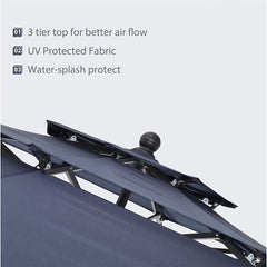 6PCS Outdoor Patio Bar Set Dining Table With Umbrella & Swivel Bar Stools (SAK53218)