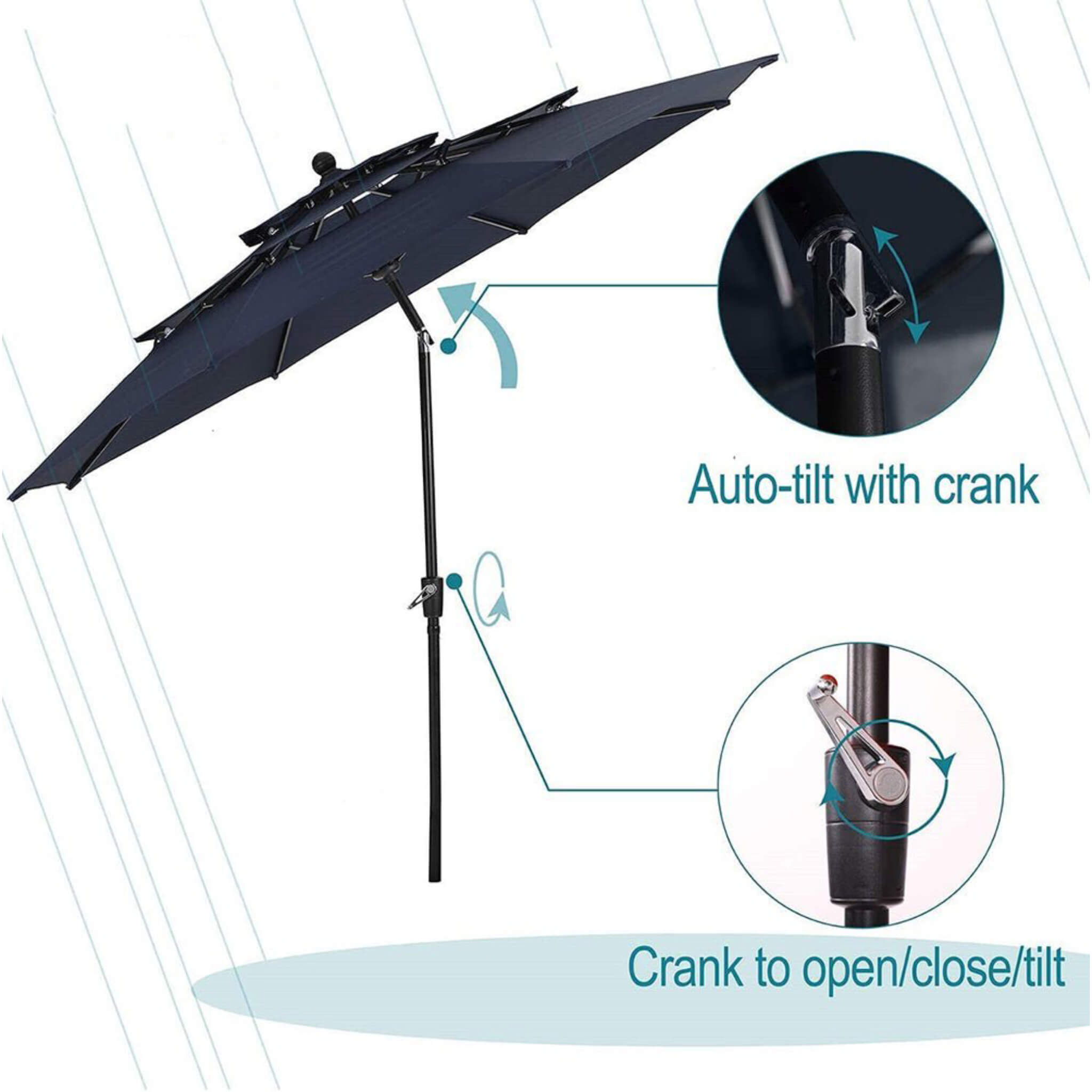 6PCS Outdoor Patio Bar Set Dining Table With Umbrella & Swivel Bar Stools (SAK53218)