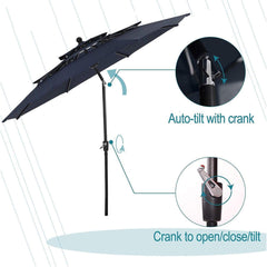 6PCS Outdoor Patio Bar Set Dining Table With Umbrella & Swivel Bar Stools (SAK53218)