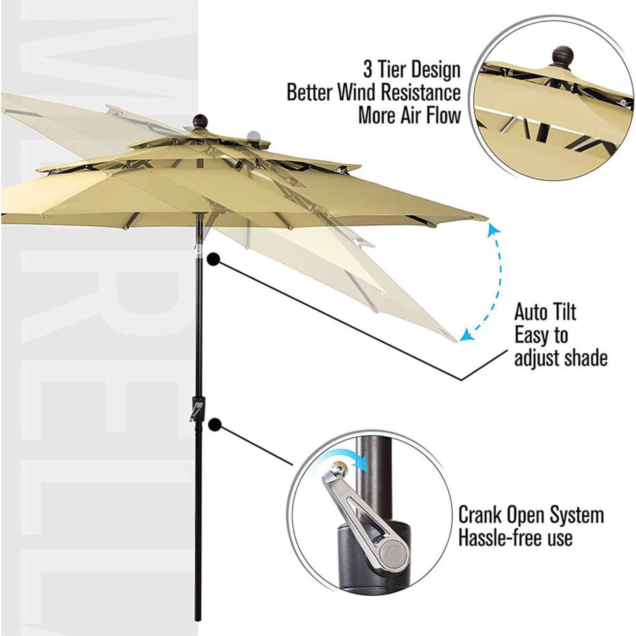 6PCS Outdoor Patio Bar Set Dining Table With Umbrella & Swivel Bar Stools (SAK53218)