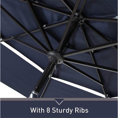 6PCS Outdoor Patio Bar Set Dining Table With Umbrella & Swivel Bar Stools (SAK53218)