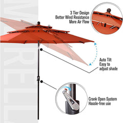 6PCS Outdoor Patio Bar Set Dining Table With Umbrella & Swivel Bar Stools (SAK53218)